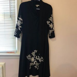 Black dress with white floral print